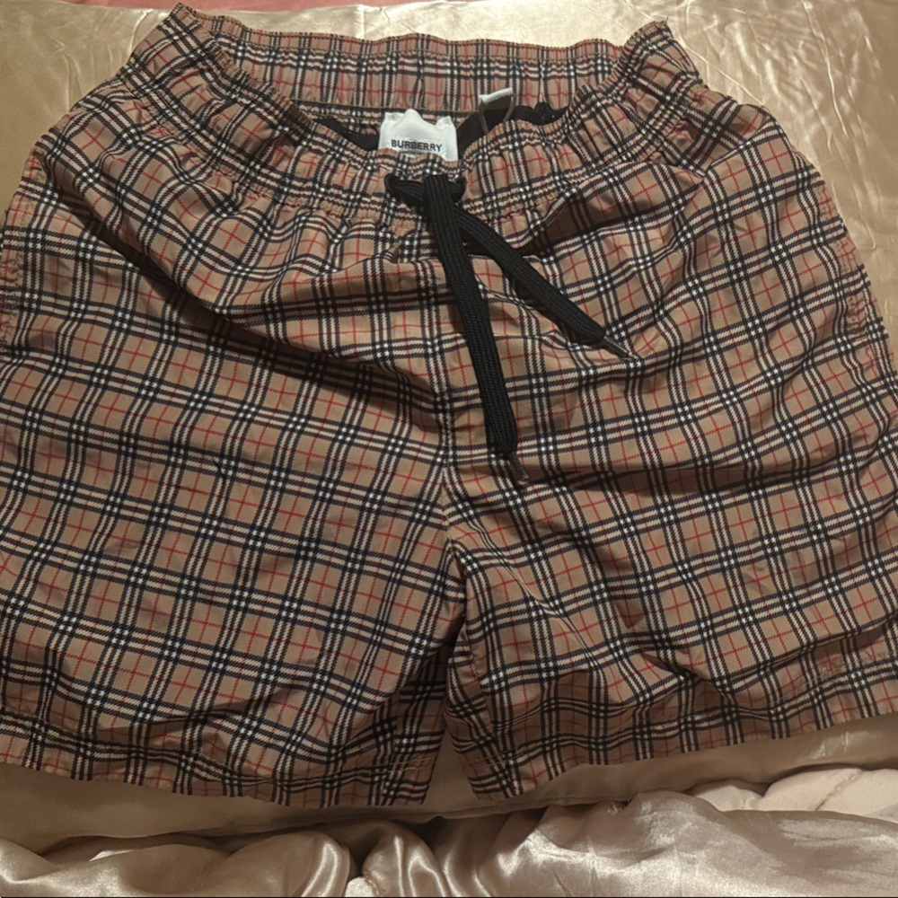 Kids Burberry Drawstring Swim trunks